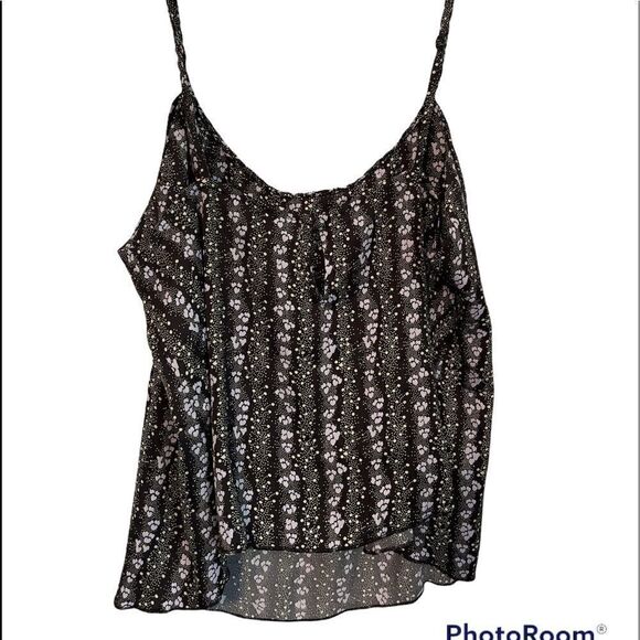 FREE PEOPLE Donna Printed Spaghetti Straps Black Cami Top.Size M - Picture 6 of 14